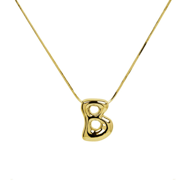 Initial Balloon Waterdrop 18K Gold Necklace