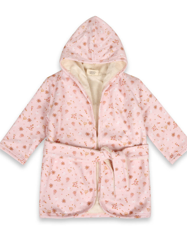 Pink Floral Baby Hooded Bathrobe (Organic Jersey)