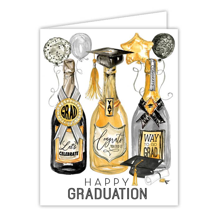 Handpainted Happy Graduation Grad Bottles Greeting Card