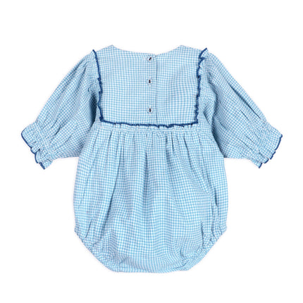 Nautical Gingham Baby Romper + Headband (Organic)