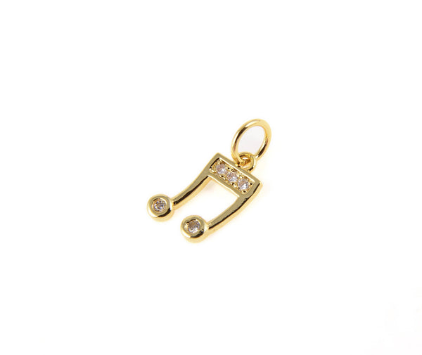 Gold Filled Music Note Charm Pendant CZ Micro Pave, CP411