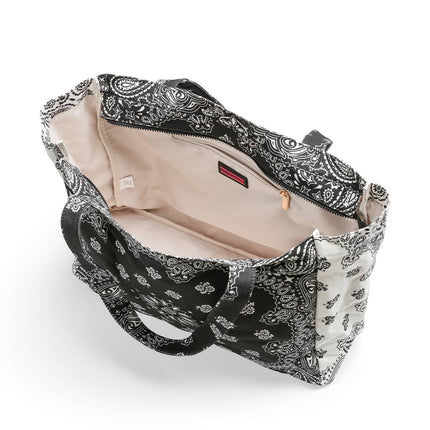 Bandana Print Canvas Tote -Bailey Black/White