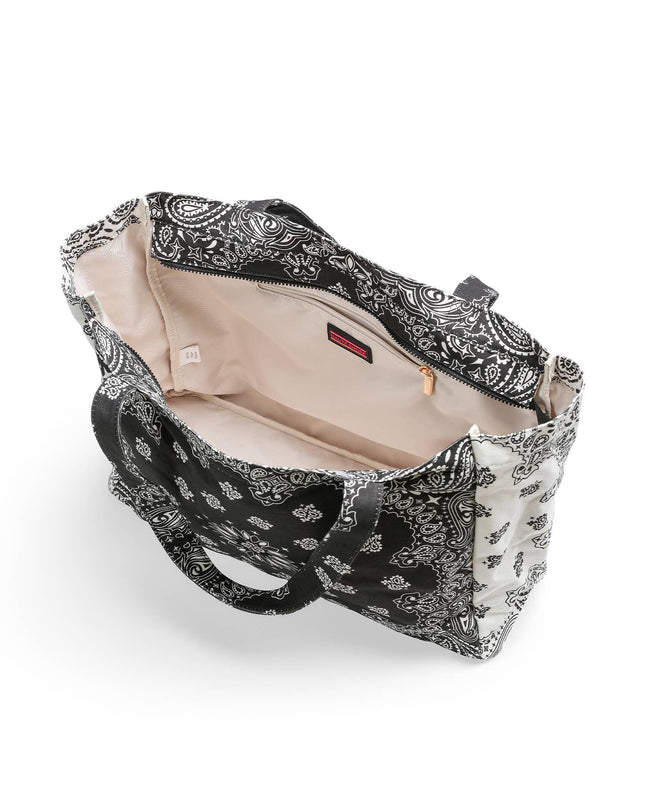 Bandana Print Canvas Tote -Bailey Black/White