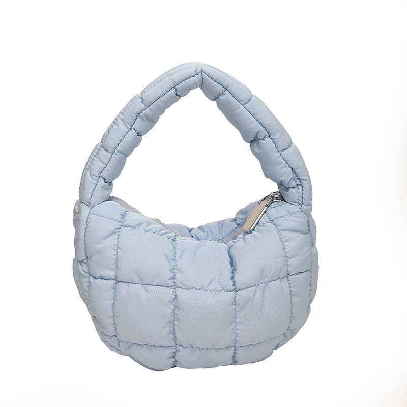 Puff pleated bubble small quilted tote bag