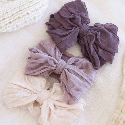 Large Ruffle Knit Bow | Purples