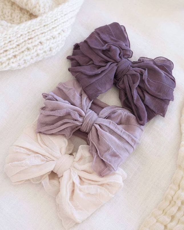 Large Ruffle Knit Bow | Purples
