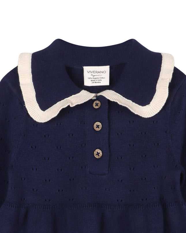 Adeline Ruffle Collar Sweater Knit Baby Dress