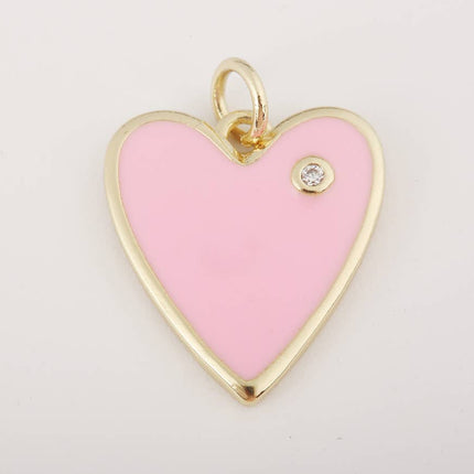 Enamel Heart Charm Pendant in Gold Filled, CP1211