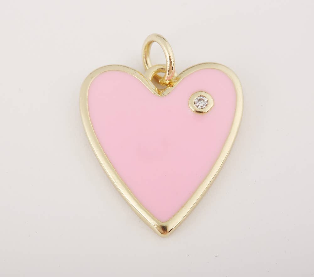 Enamel Heart Charm Pendant in Gold Filled, CP1211