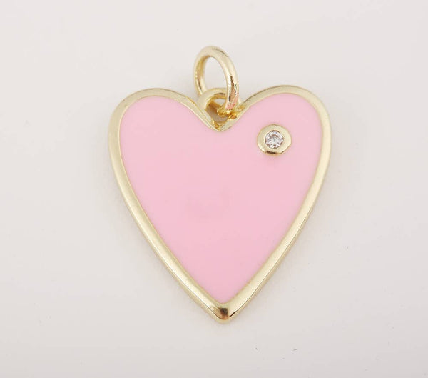 Enamel Heart Charm Pendant in Gold Filled, CP1211