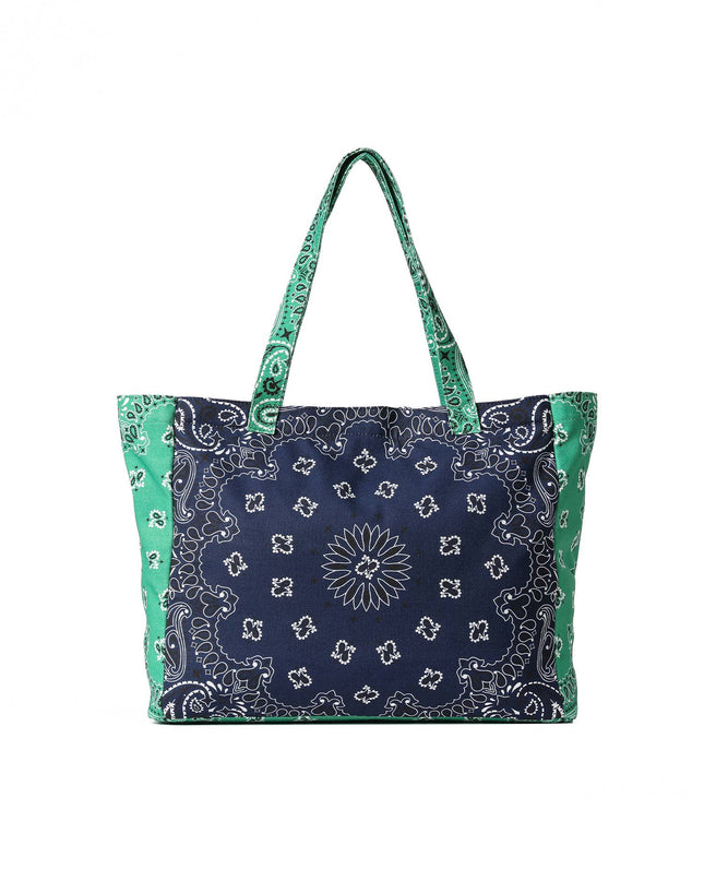 Bandana Print Canvas Tote -Bailey Navy/Green