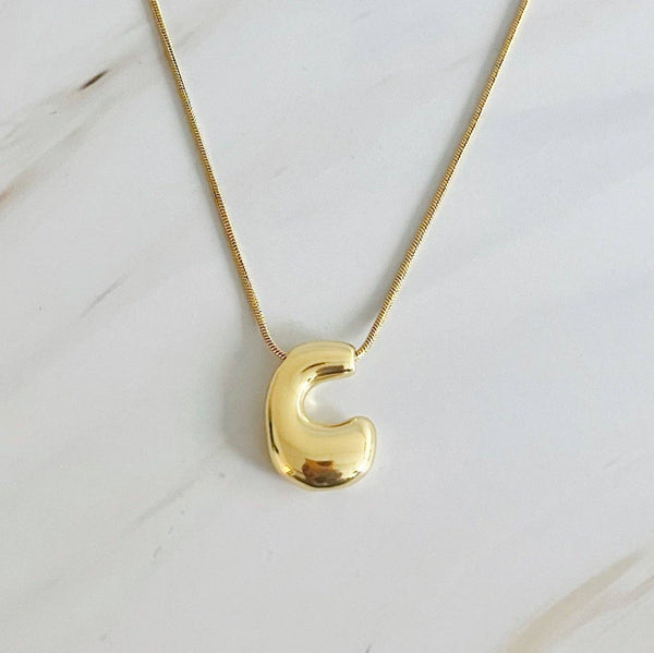 EY Balloon Letter Initial Necklace-Gold