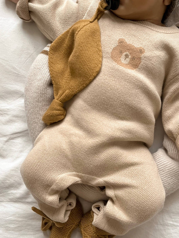 Luna + Luca Bear Jacquard Jumpsuit - Beige
