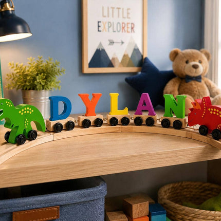 Wooden T-Rex Dinosaur - Personalized Name Train Piece