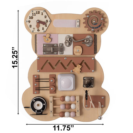 Wooden Sensory Bear Shaped Learning Toddler Busy Board