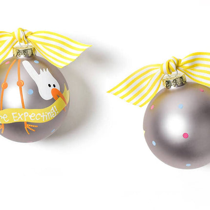 Stork We are Expecting Glass Ornament