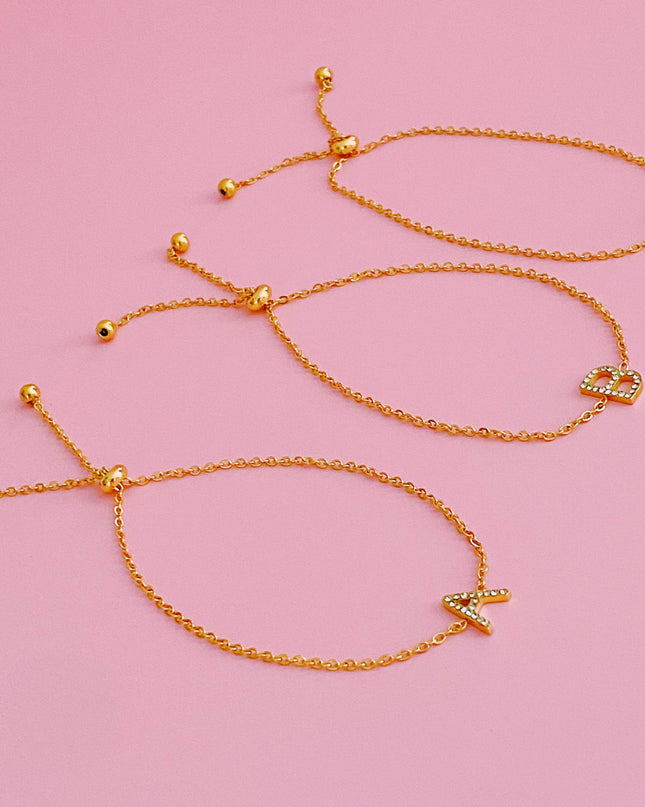 Dainty Sparkle Initial Bracelet