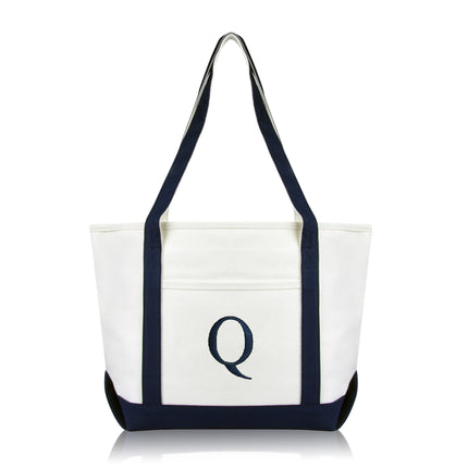 Personalized Black Tote Bag with Initial