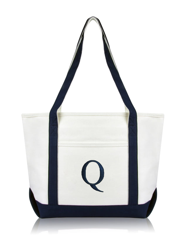 Personalized Black Tote Bag with Initial