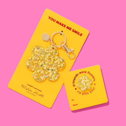 Pin w/ Gift Card - Friendship Flower - Gold Confetti