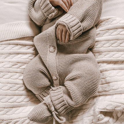 Luna + Luca Classic Purl Knit Jumpsuit - Heather Beige