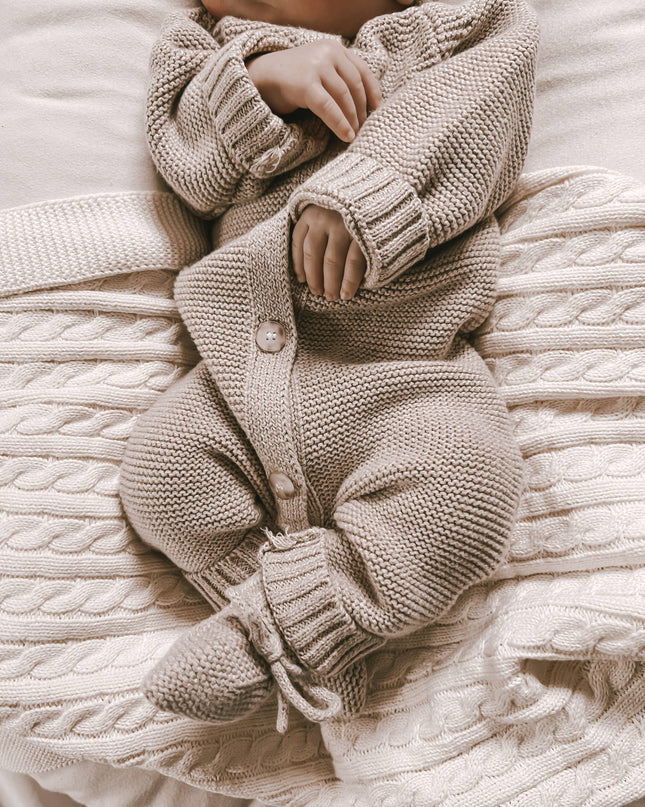 Luna + Luca Classic Purl Knit Jumpsuit - Heather Beige