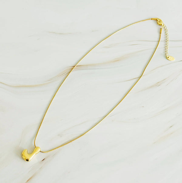 EY Balloon Letter Initial Necklace-Gold