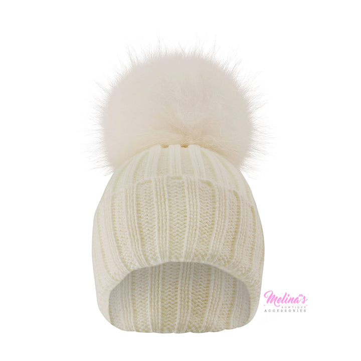 Cream Pom Beanies