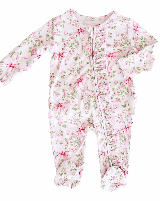 Bows in Bloom Ruffle Zipper Footie