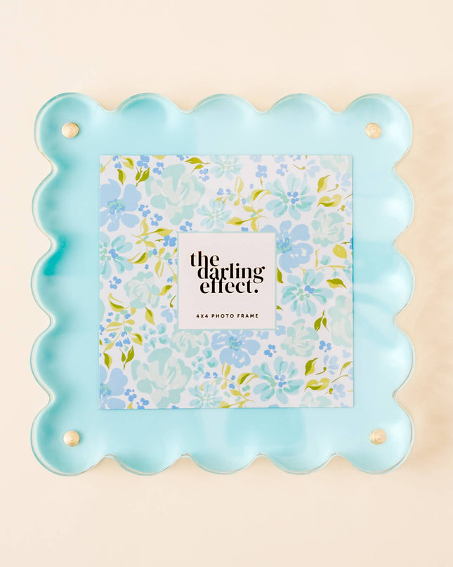 Square Scalloped Acrylic Frame - Blue