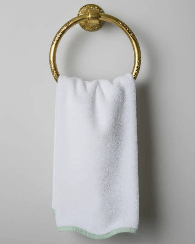 Personalized Luxury Cotton Hand Towels with Scallop Piping