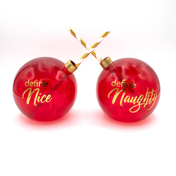 Define Naughty & Nice Ornament Drinking Glasses - Boxed Set