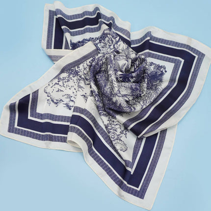 Large Floral Toile Bandana Scarf