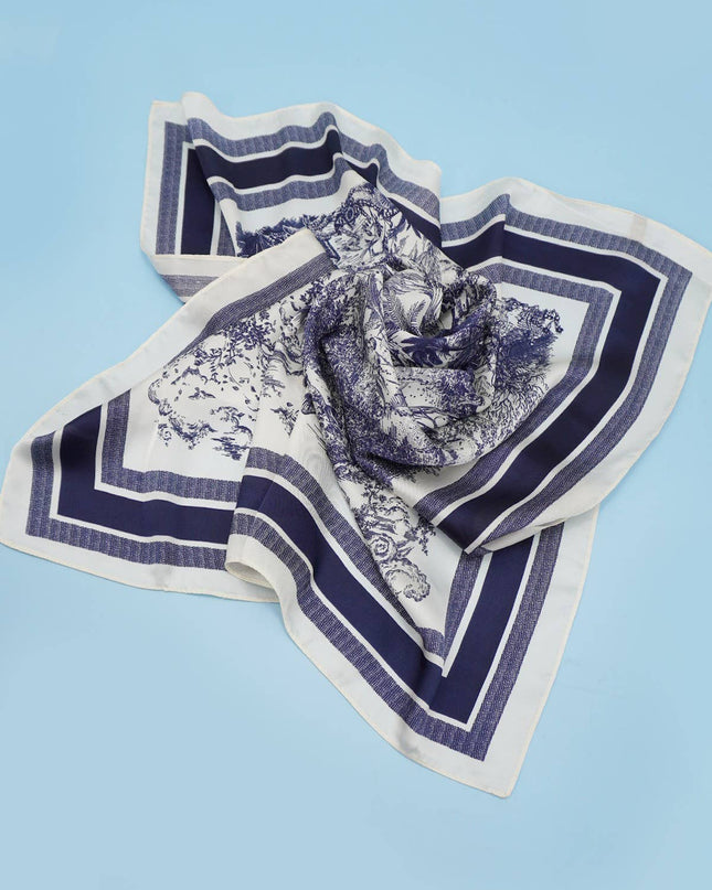 Large Floral Toile Bandana Scarf