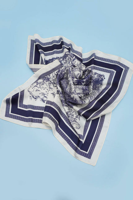 Large Floral Toile Bandana Scarf