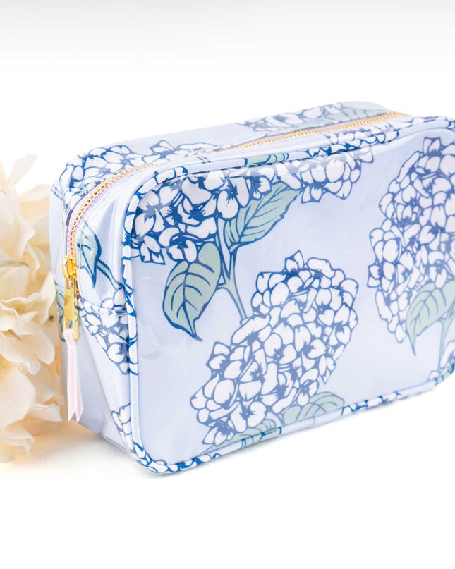 Hydrangea Stem Clear Coated Rectangular Cosmetic Case