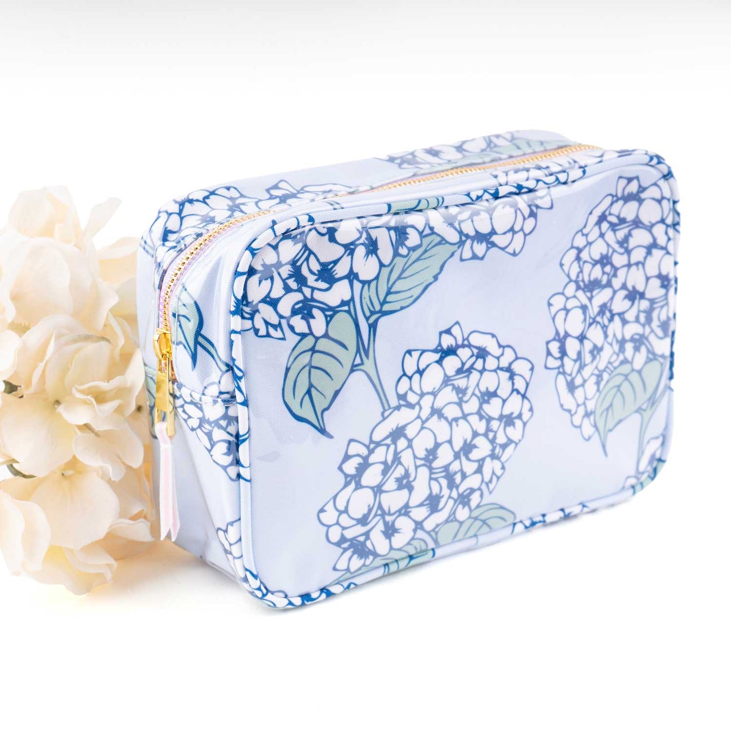Hydrangea Stem Clear Coated Rectangular Cosmetic Case