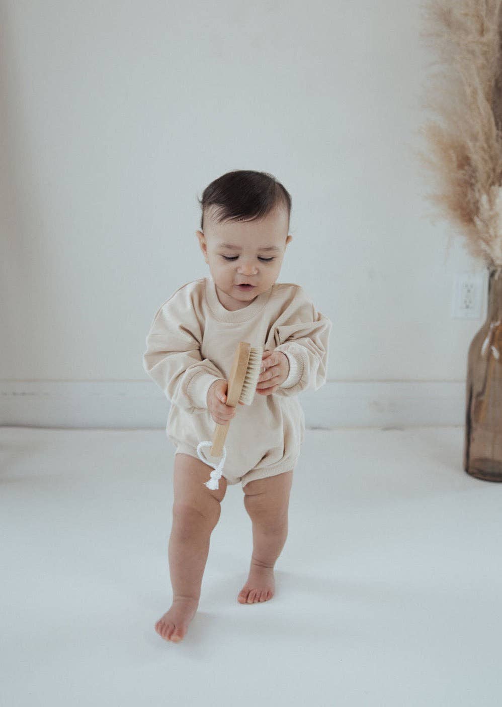 Sweatshirt Bubble Romper | Cream