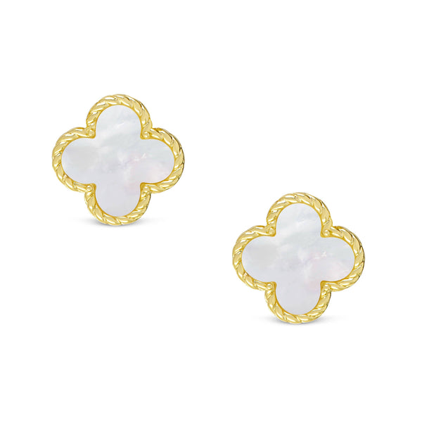 Mother of Pearl Clover Stud Earrings