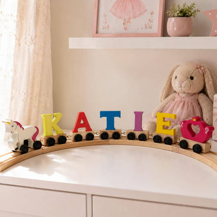 Wooden Unicorn - Personalized Name Train Piece