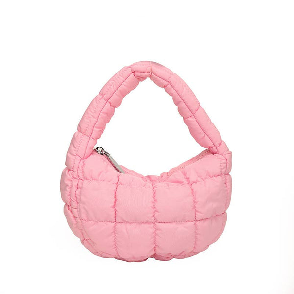 Puff pleated bubble small quilted tote bag