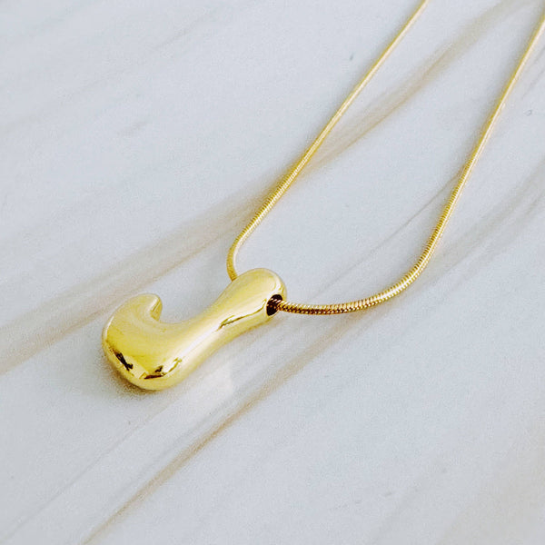 EY Balloon Letter Initial Necklace-Gold