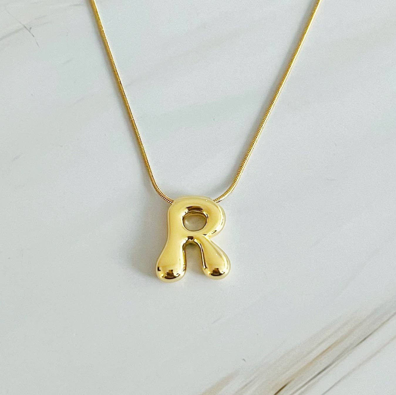 EY Balloon Letter Initial Necklace-Gold