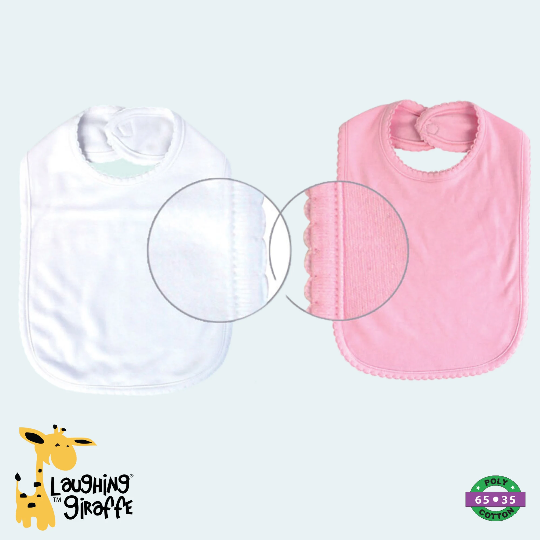 Laughing Giraffe Blank 2-PLY Picot Trim Baby Bib Embroidery