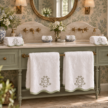 Luxury Scallop Piping Bath Towel Sets (6-Piece)