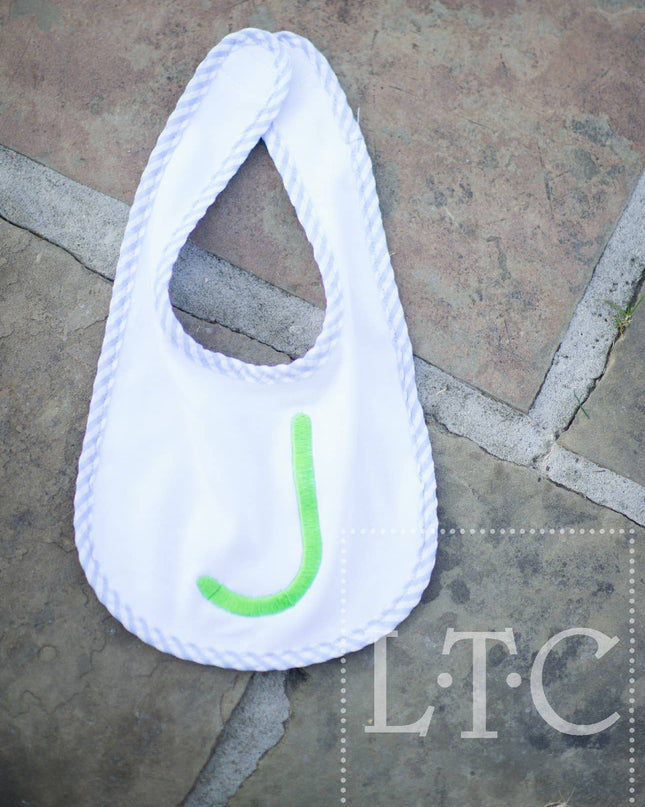 Personalized Seersucker Trimmed Bib