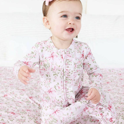 Bows in Bloom Ruffle Zipper Footie