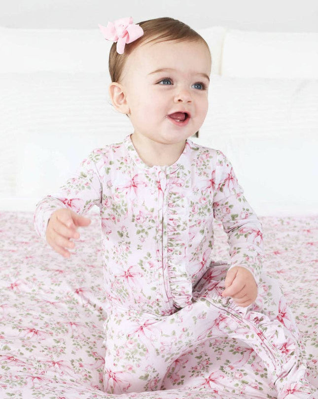 Bows in Bloom Ruffle Zipper Footie