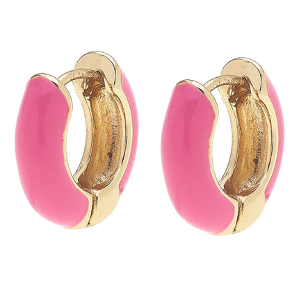 Cici Hinged Enamel Huggie Hoop Earrings