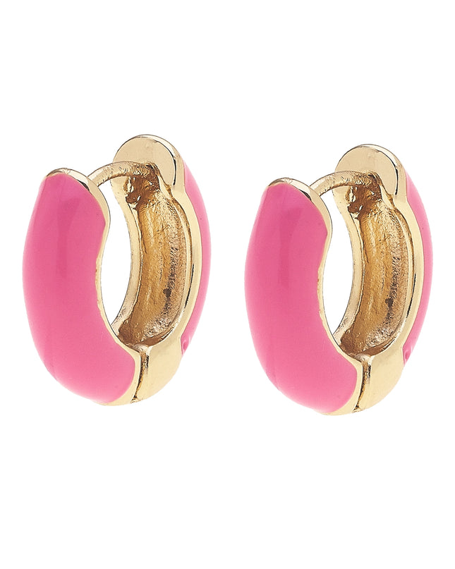 Cici Hinged Enamel Huggie Hoop Earrings